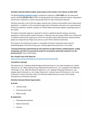 dimethyl carbonate market insights deep analysis