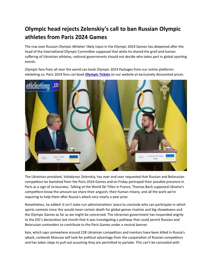 olympic head rejects zelenskiy s call