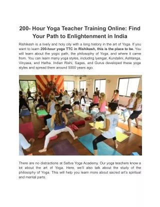 200- Hour Yoga Teacher Training Online_ Find Your Path to Enlightenment in India