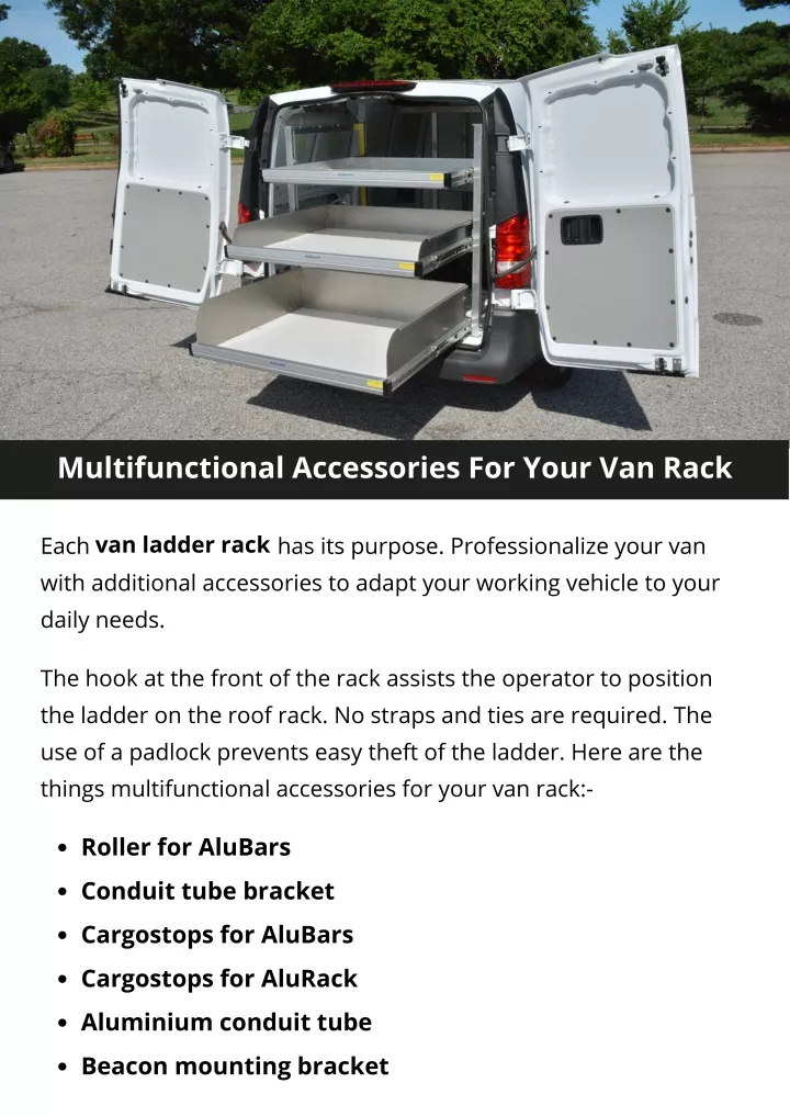 multifunctional accessories for your van rack