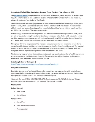 amino acids market size application revenue types