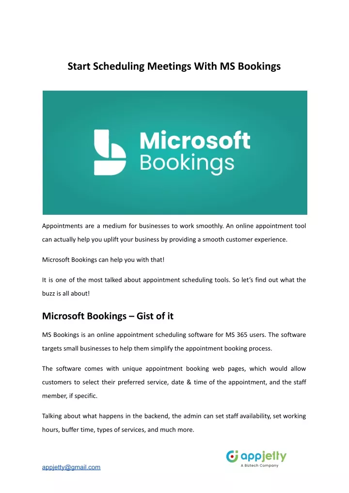 start scheduling meetings with ms bookings