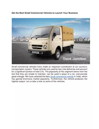 Get the Best Small Commercial Vehicles to Launch Your Business