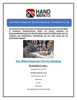Ikea Möbel Reparatur Service Hamburg | Handwerk112.de