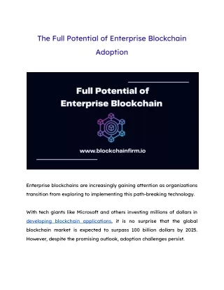 the full potential of enterprise blockchain