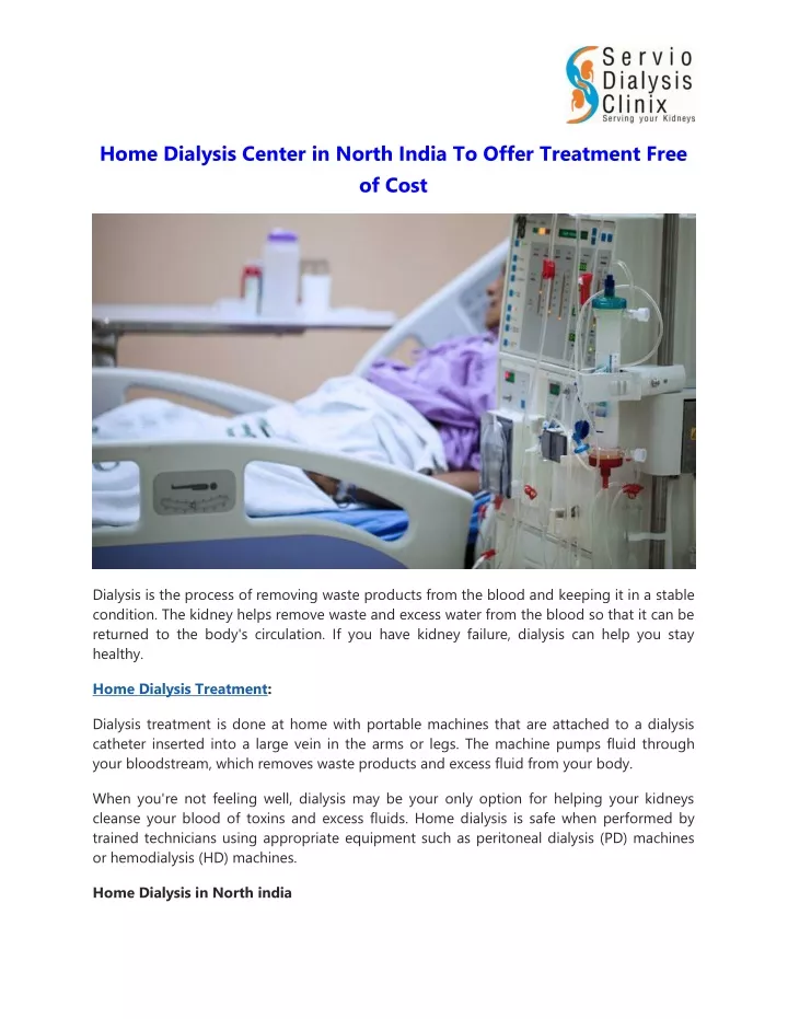 home dialysis center in north india to offer
