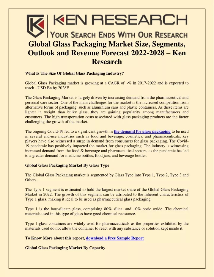 global glass packaging market size segments