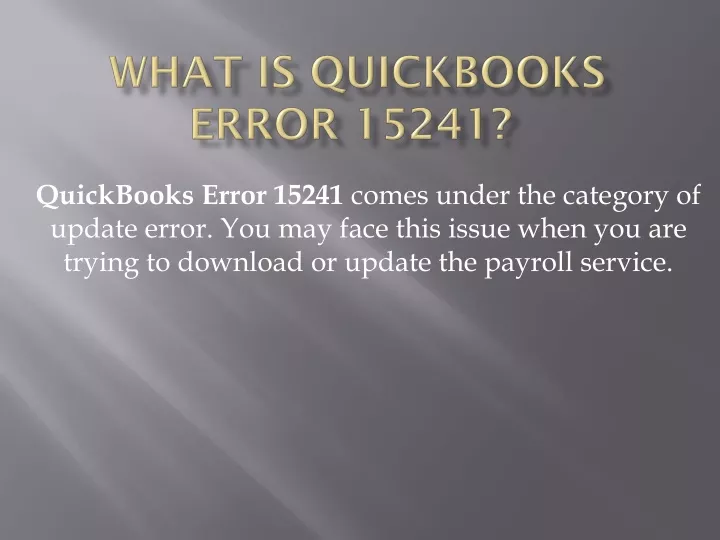 what is quickbooks error 15241