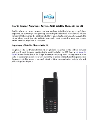 How to Connect Anywhere, Anytime With Satellite Phones in the UK