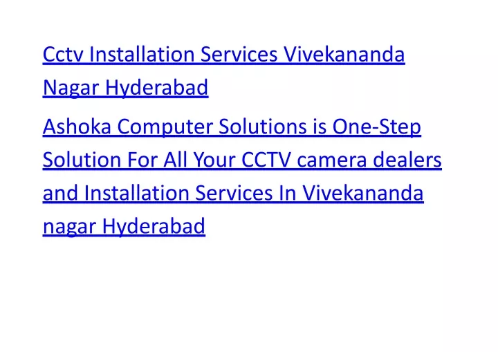 cctv installation services vivekananda nagar