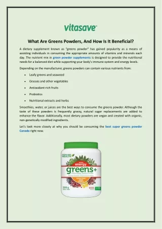What Are Greens Powders, And How Is It Beneficial