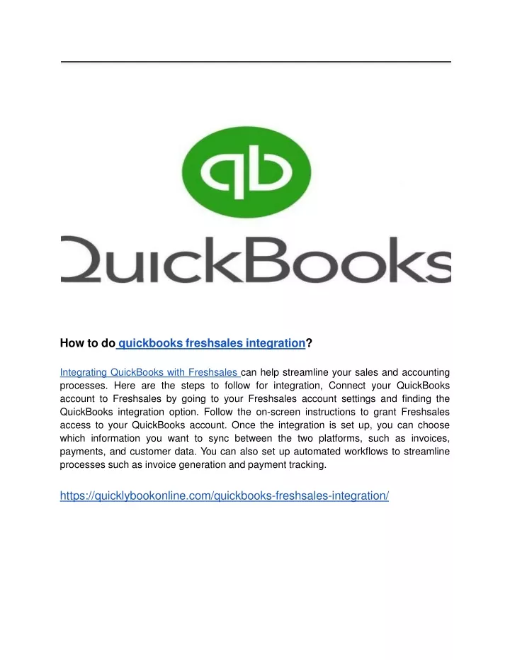 how to do quickbooks freshsales integration