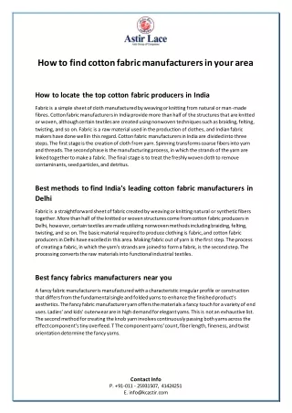 how to find cotton fabric manufacturers in your