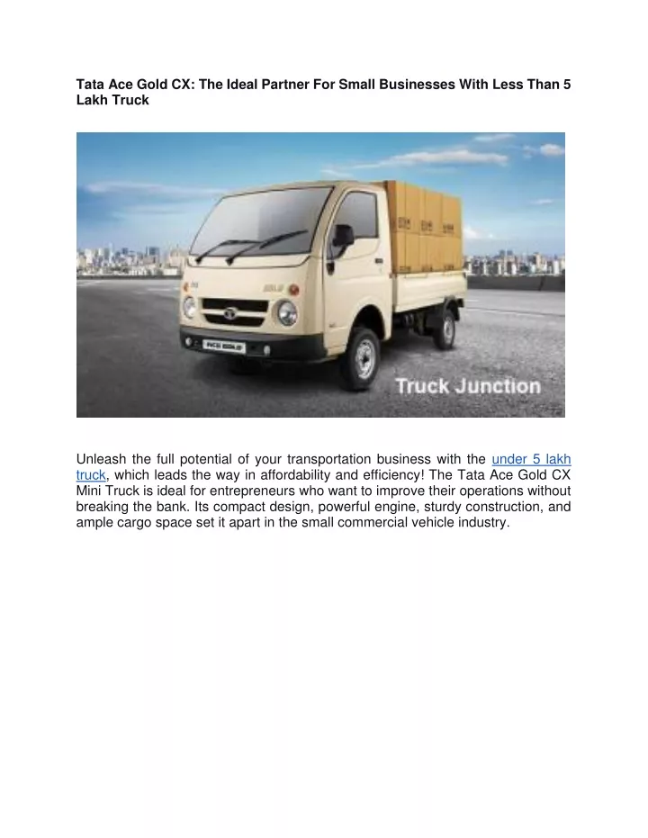 tata ace gold cx the ideal partner for small