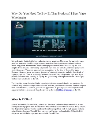 why do you need to buy elf bar products best vape