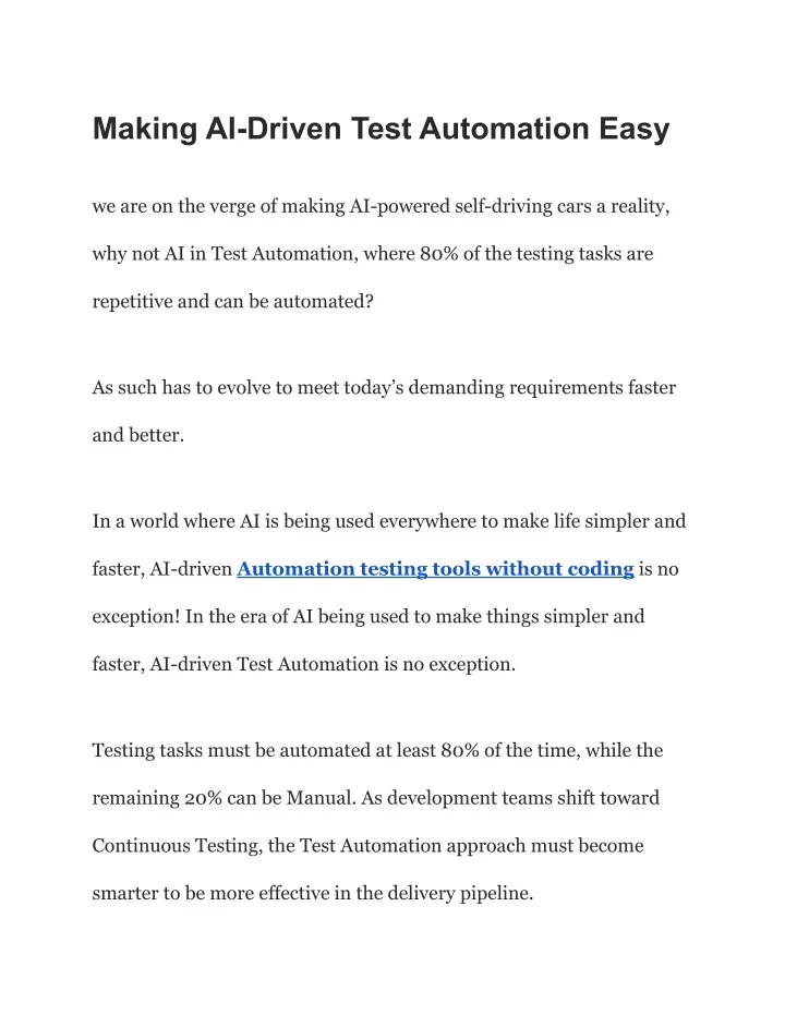 making ai driven test automation easy