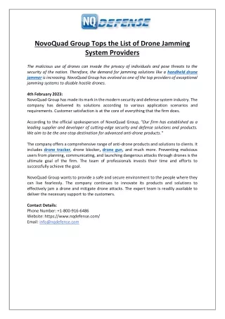 novoquad group tops the list of drone jamming