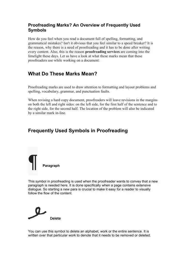 proofreading marks an overview of frequently used