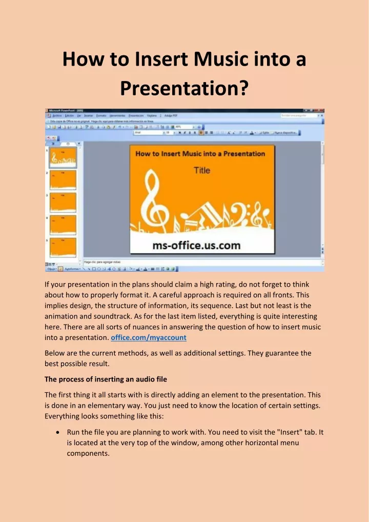 how to insert music into a presentation