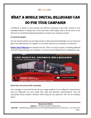 What a Mobile Digital Billboard Can Do for Your Campaign