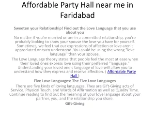Affordable Party Hall near me in Faridabad