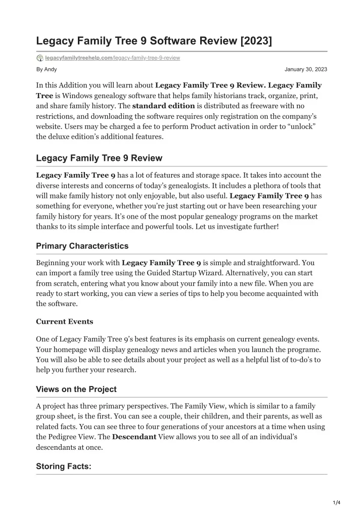 legacy family tree 9 software review 2023
