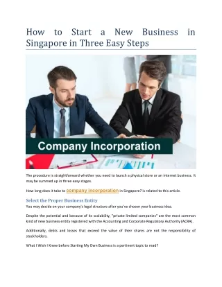 How to Start a New Business in Singapore in Three Easy Steps?