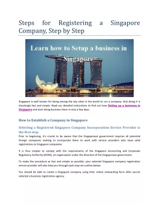 Steps for Registering a Singapore Company
