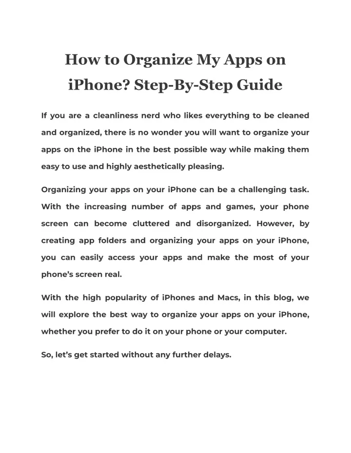 how to organize my apps on