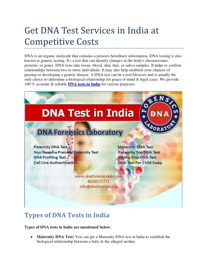 get dna test services in india at competitive