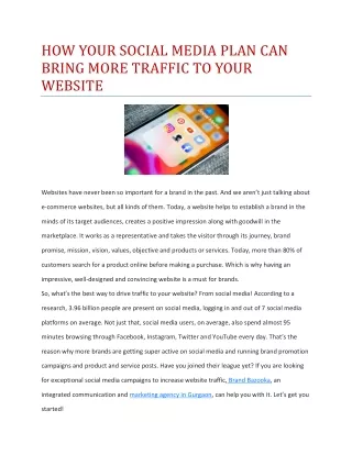 HOW YOUR SOCIAL MEDIA PLAN CAN BRING MORE TRAFFIC TO YOUR WEBSITE