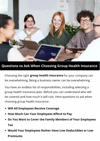 questions to ask when choosing group health