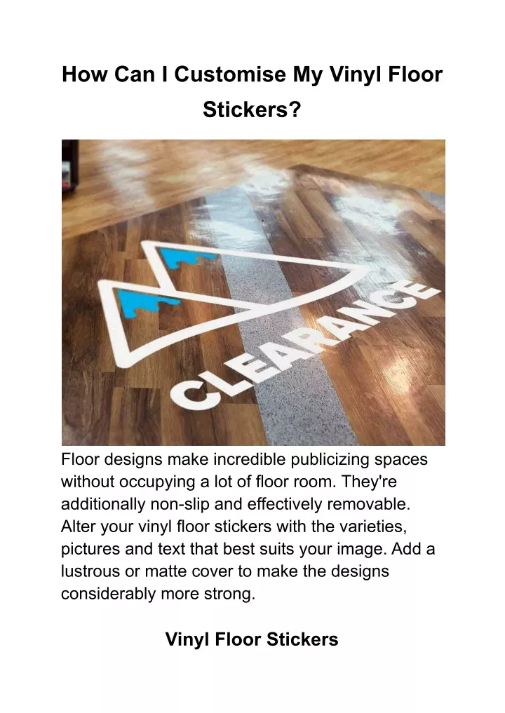 how can i customise my vinyl floor stickers