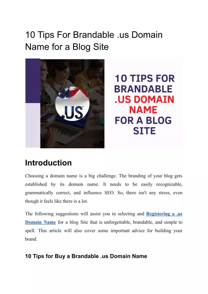 10 tips for brandable us domain name for a blog