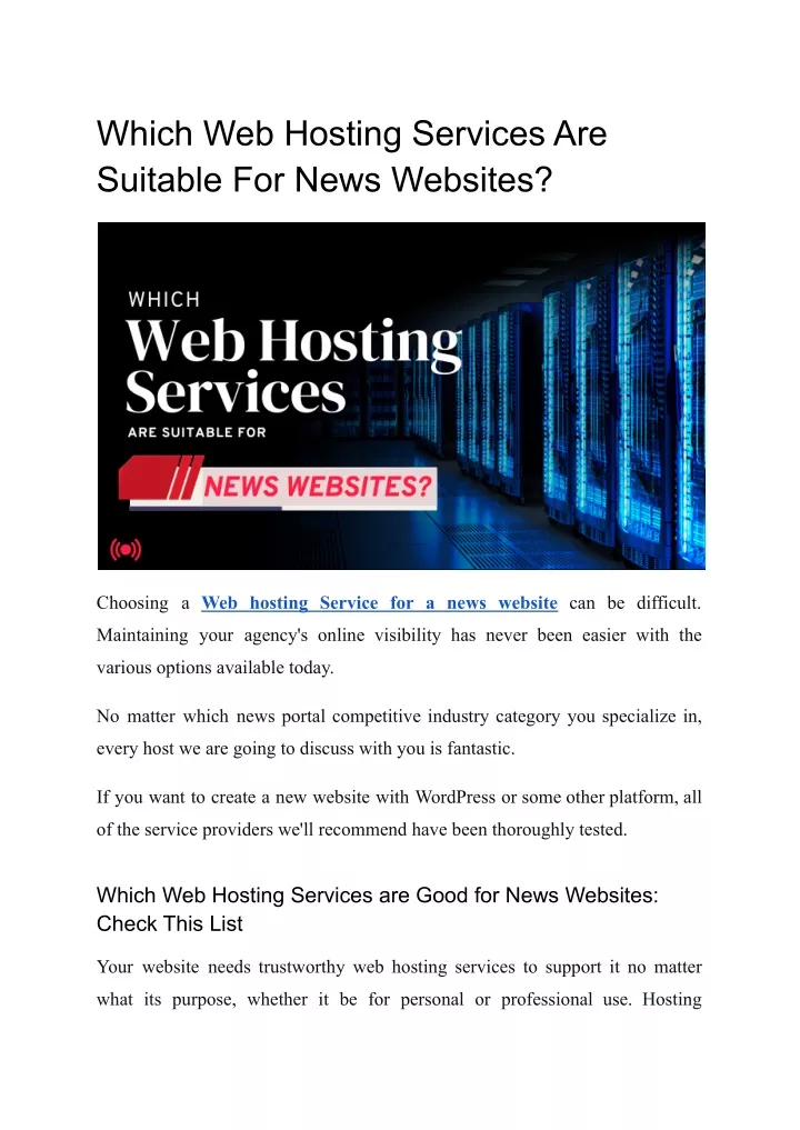 which web hosting services are suitable for news