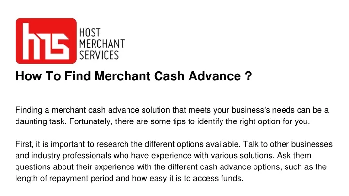 how to find merchant cash advance