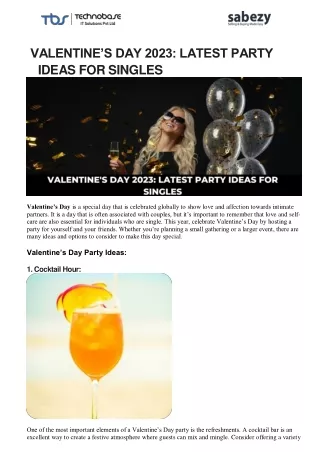 Valentines Day 2023 - Latest Party Ideas For Singles