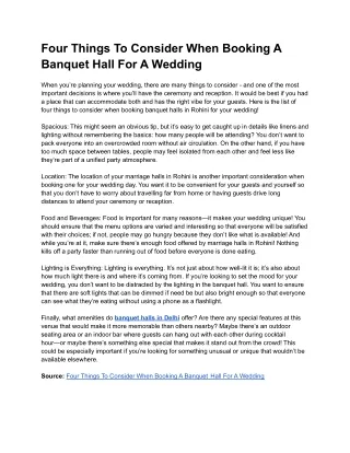 Four Things To Consider When Booking A Banquet Hall For A Wedding