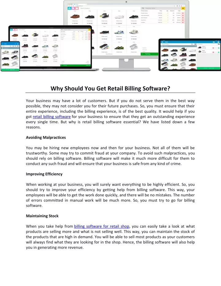 why should you get retail billing software