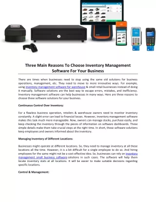 Three Main Reasons To Choose Inventory Management Software For Your Business