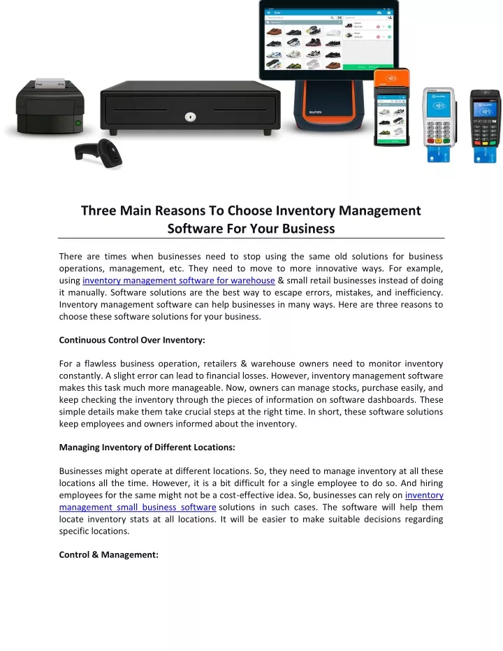 three main reasons to choose inventory management