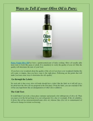 Ways to Tell if Your Olive Oil is Pure