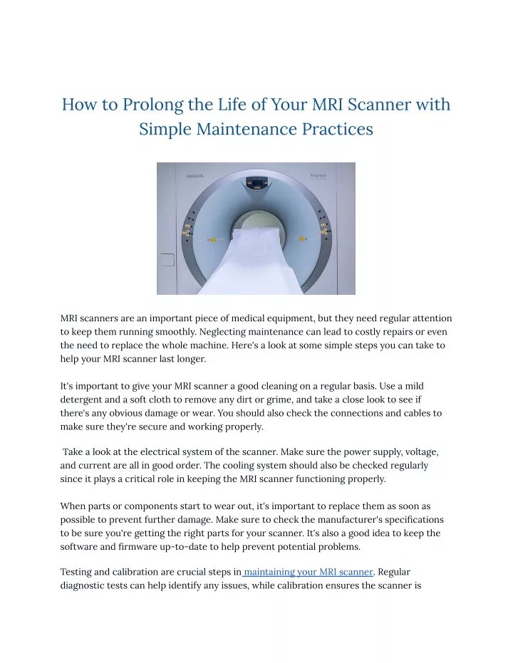 how to prolong the life of your mri scanner with
