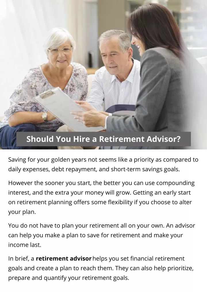 should you hire a retirement advisor