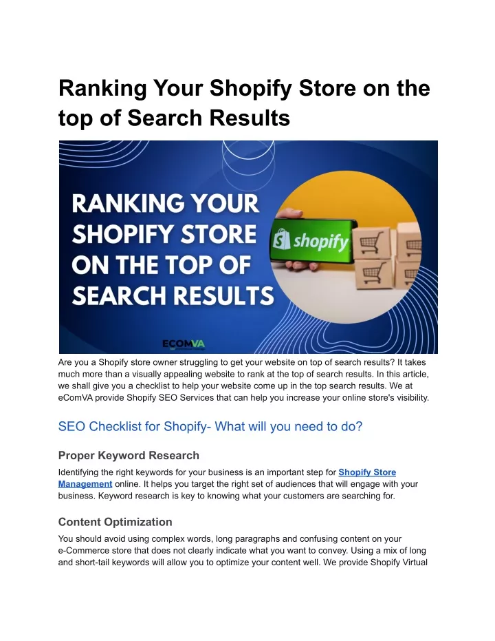 ranking your shopify store on the top of search