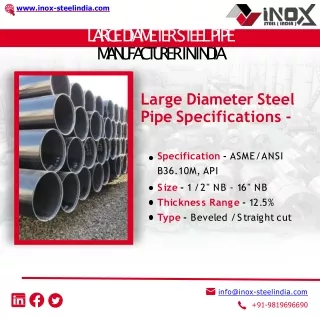 SS Seamless Pipe| Monel Pipes| Large Diameter Steel Pipe | Mild Steel Pipes- Ino
