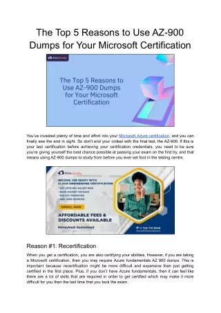 The Top 5 Reasons to Use AZ-900 Dumps for Your Microsoft Certification