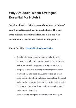 Why Are Social Media Strategies Essential For Hotels
