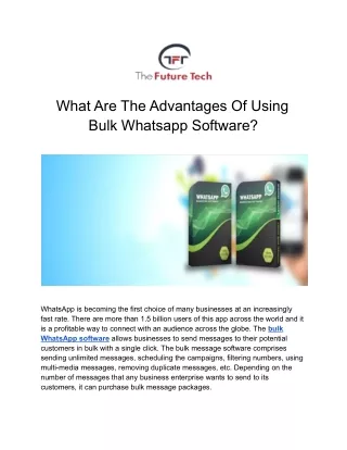 What Are The Advantages Of Using Bulk Whatsapp Software?
