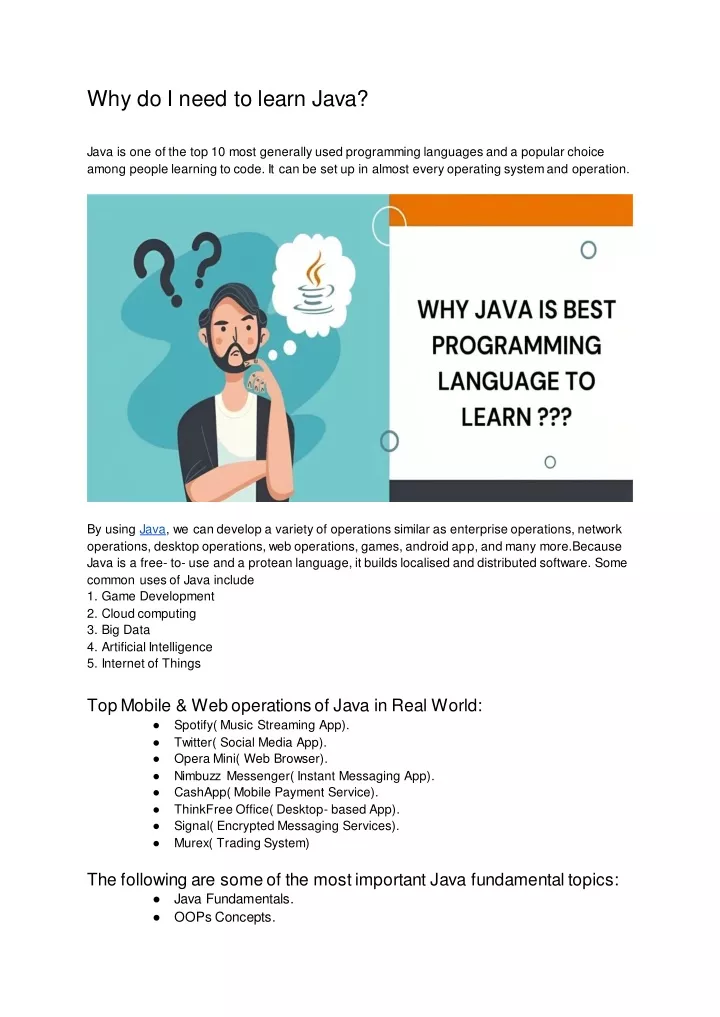 why do i need to learn java java